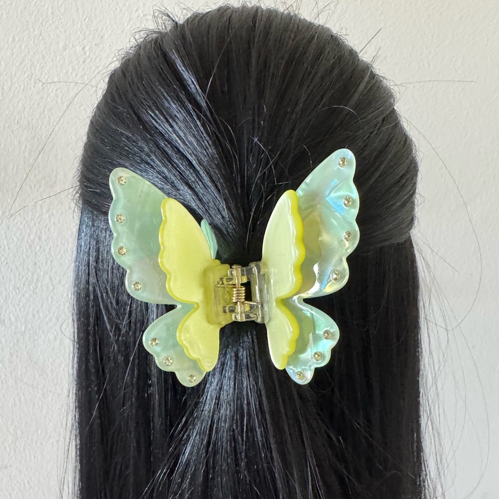 Green Butterfly Hair Claw Clip